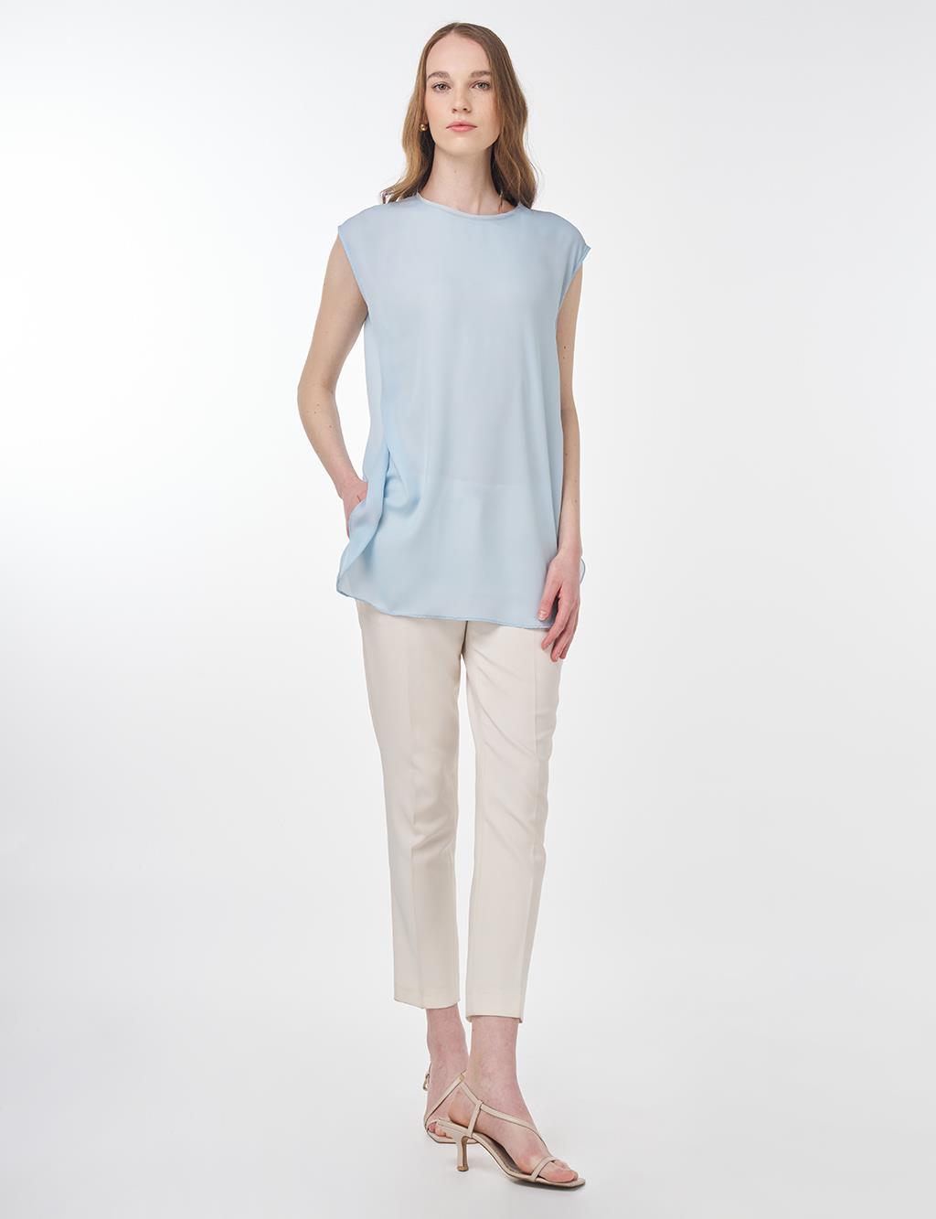 Crew Neck Basic T-Shirt Blue