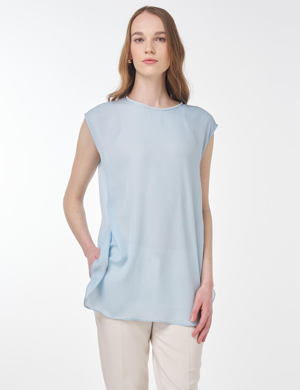 Crew Neck Basic T-Shirt Blue