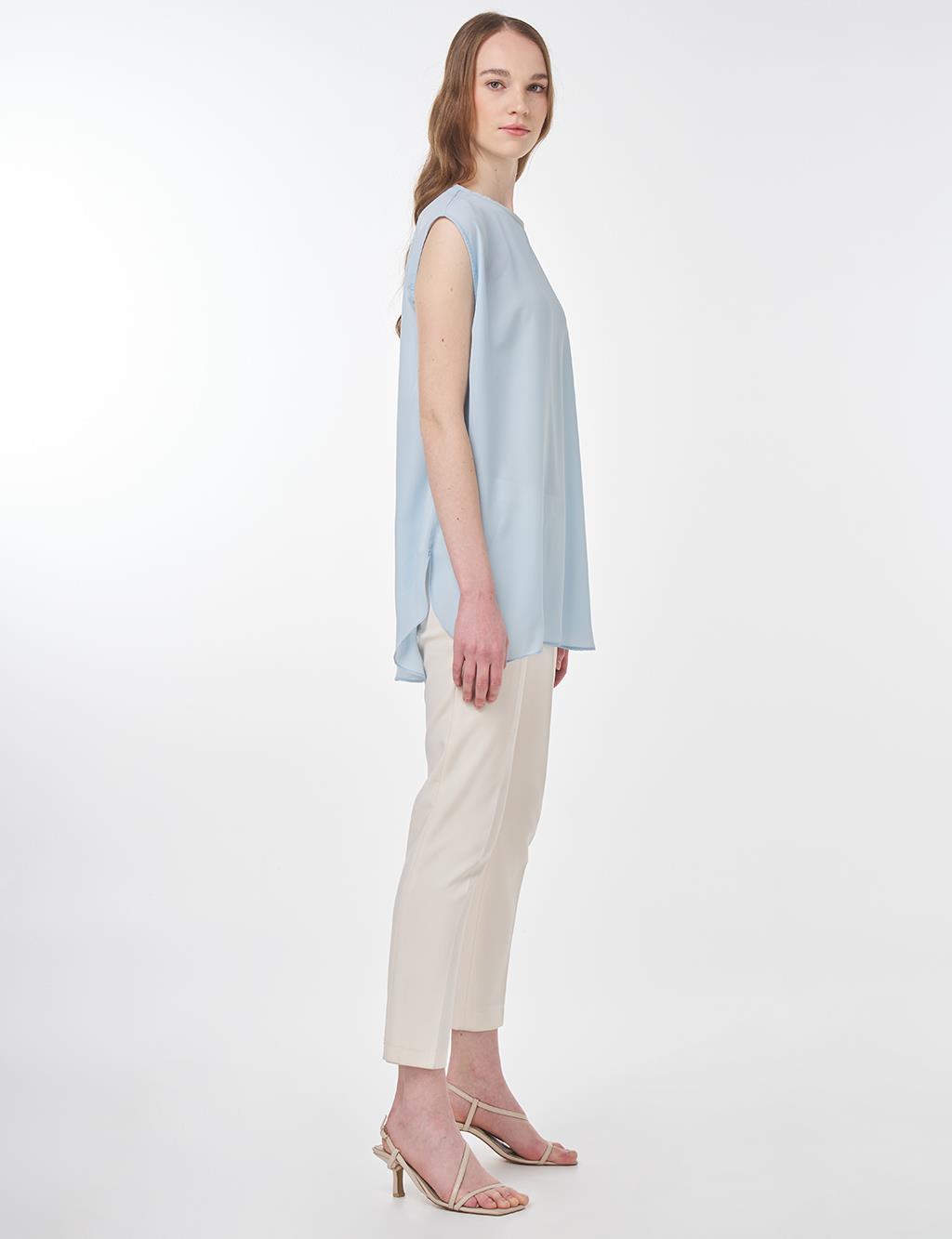 Crew Neck Basic T-Shirt Blue