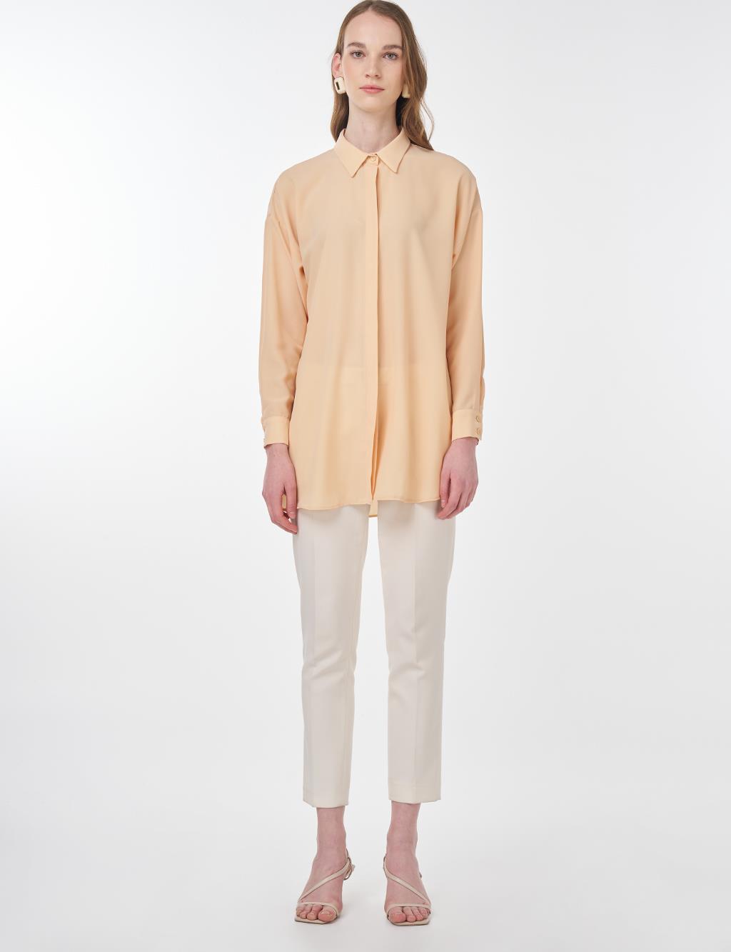 Basic Gömlek Yaka Tunik Somon