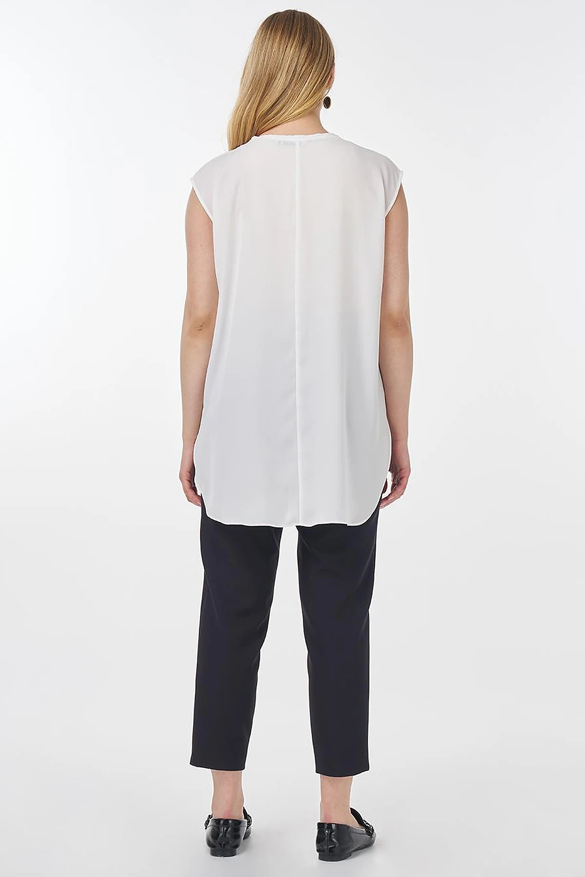 Sıfır Yaka Basic T-Shirt Ekru