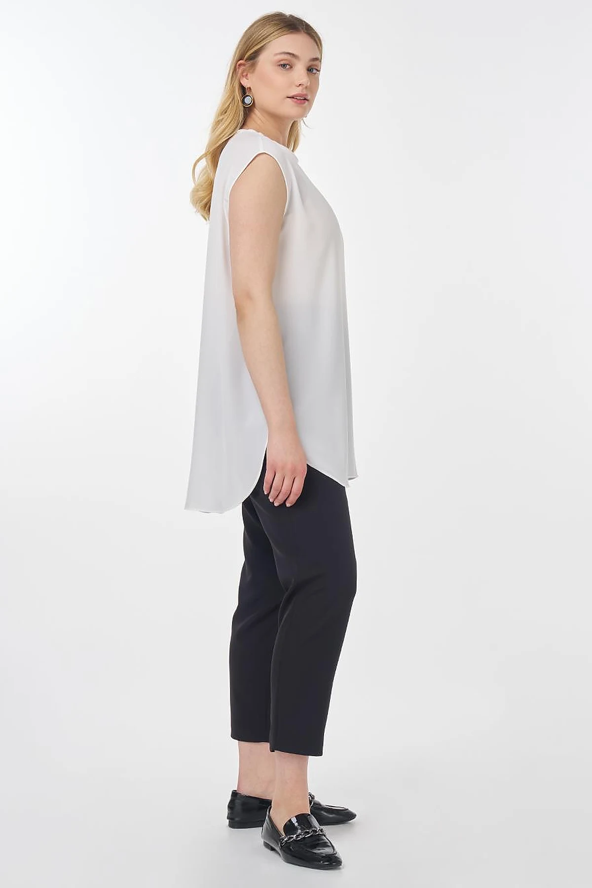 Sıfır Yaka Basic T-Shirt Ekru