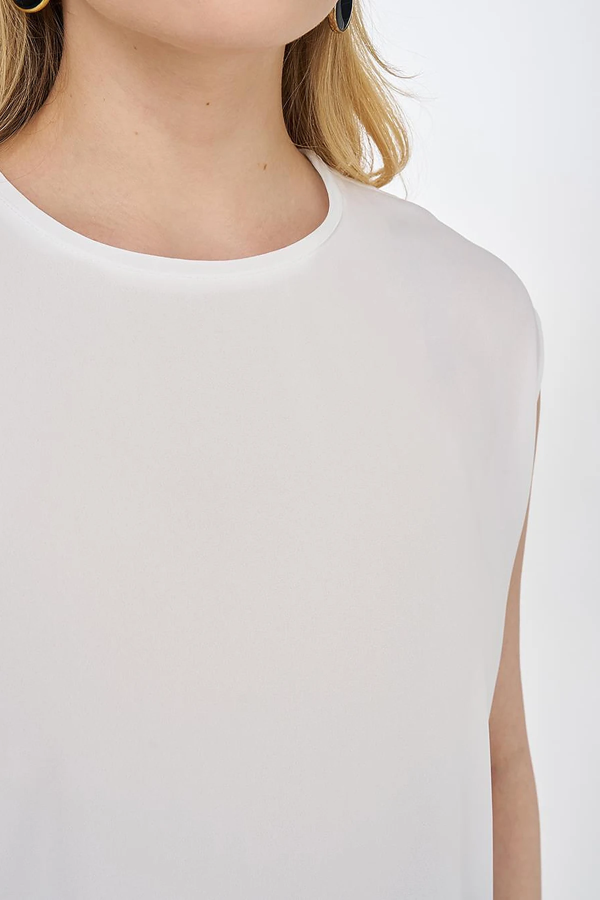 Sıfır Yaka Basic T-Shirt Ekru