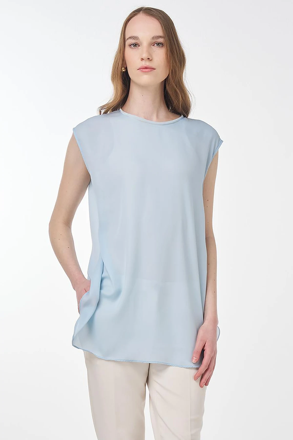 Crew Neck Basic T-Shirt Blue