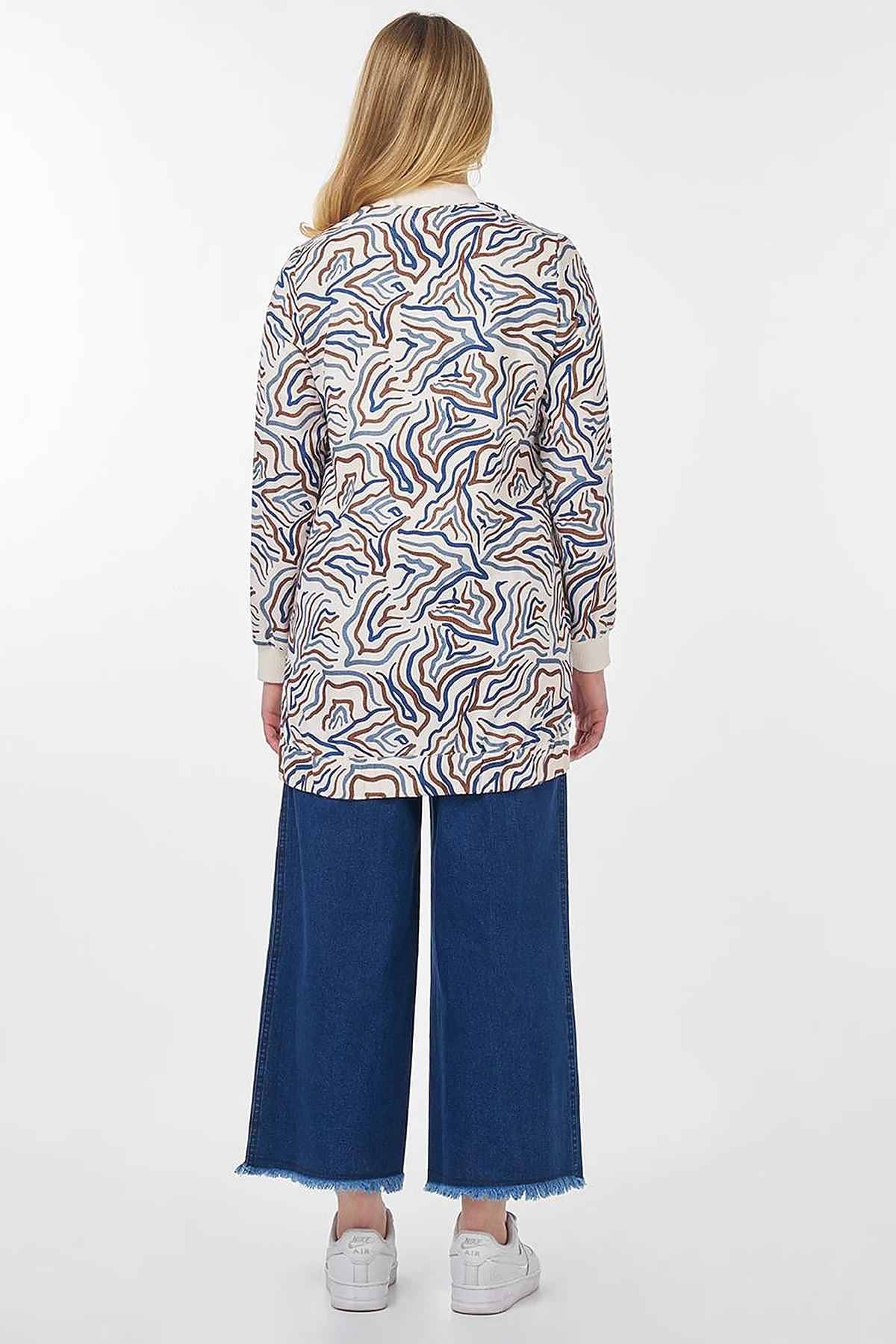 Abstract Pattern Varsity Collar Jacket Ecru 