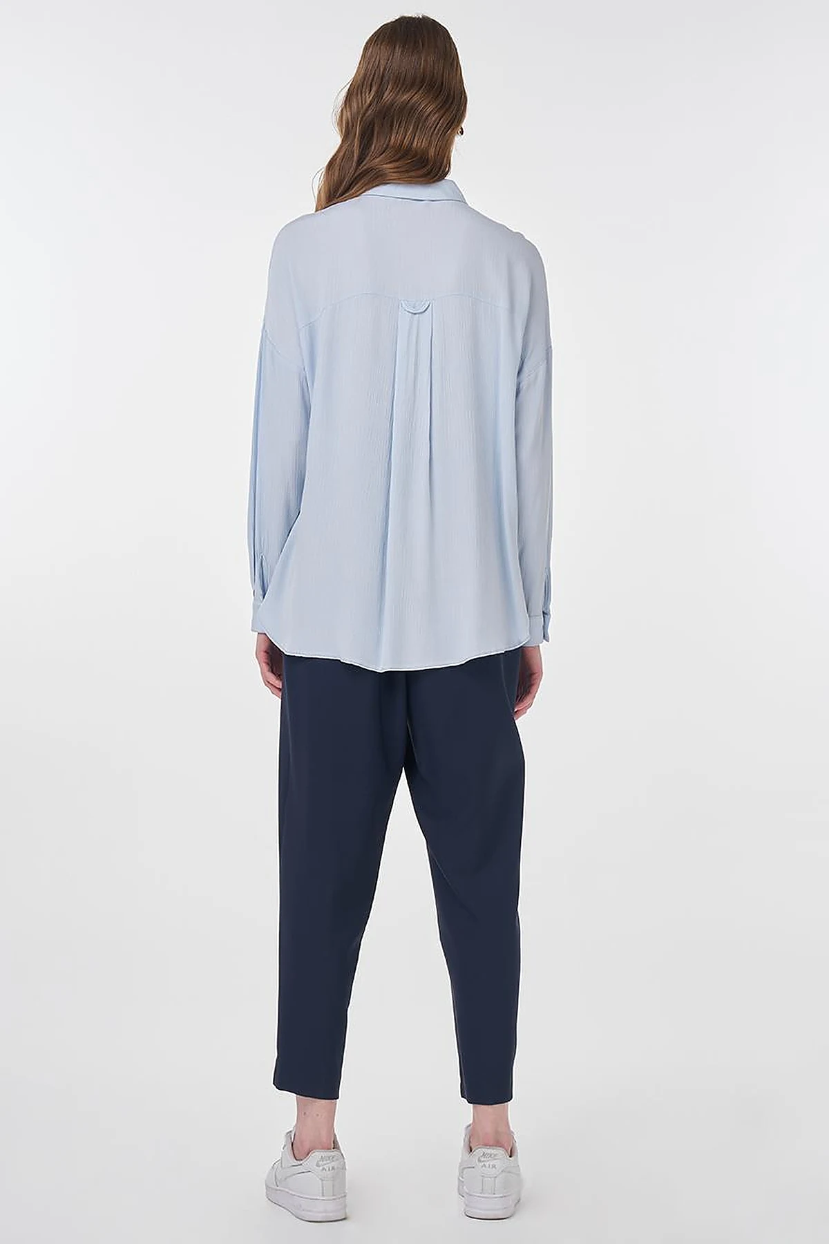 Half Placket Viscose Blouse Blue 