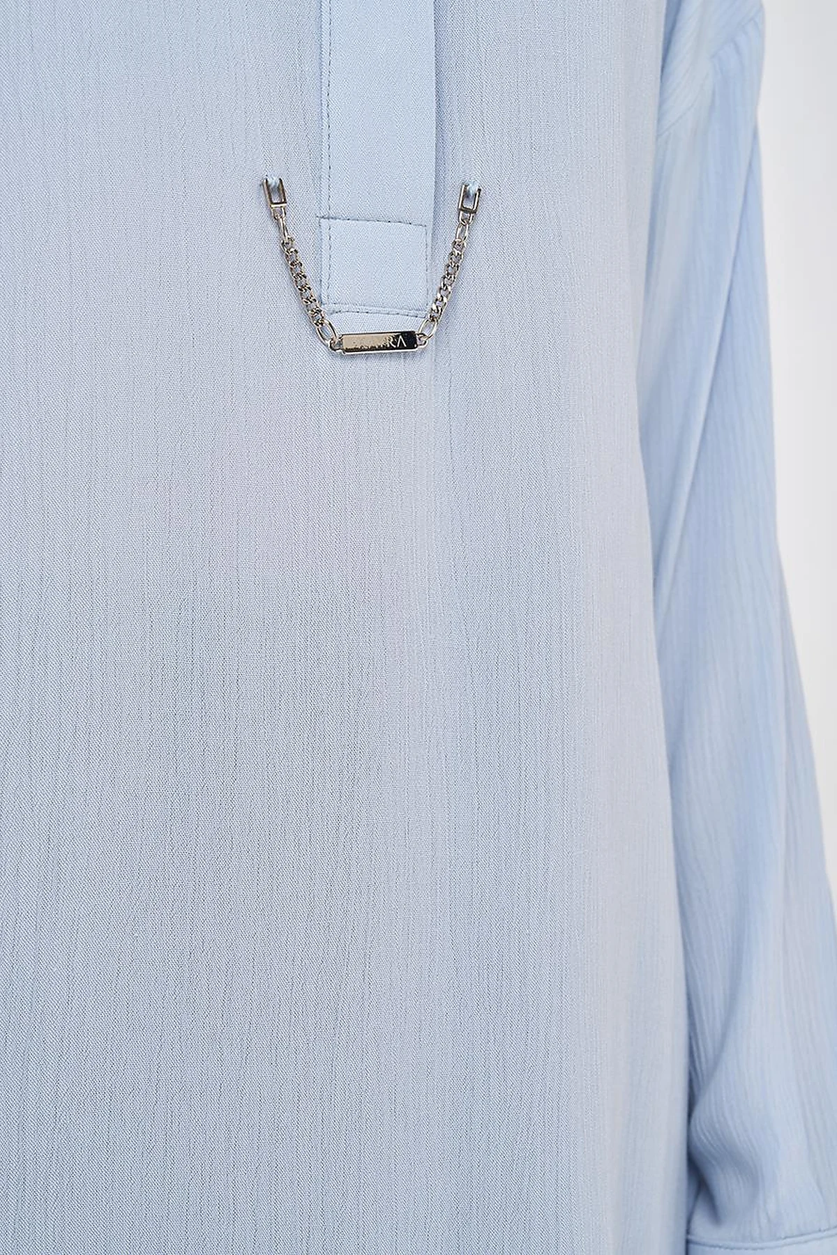 Half Placket Viscose Blouse Blue 