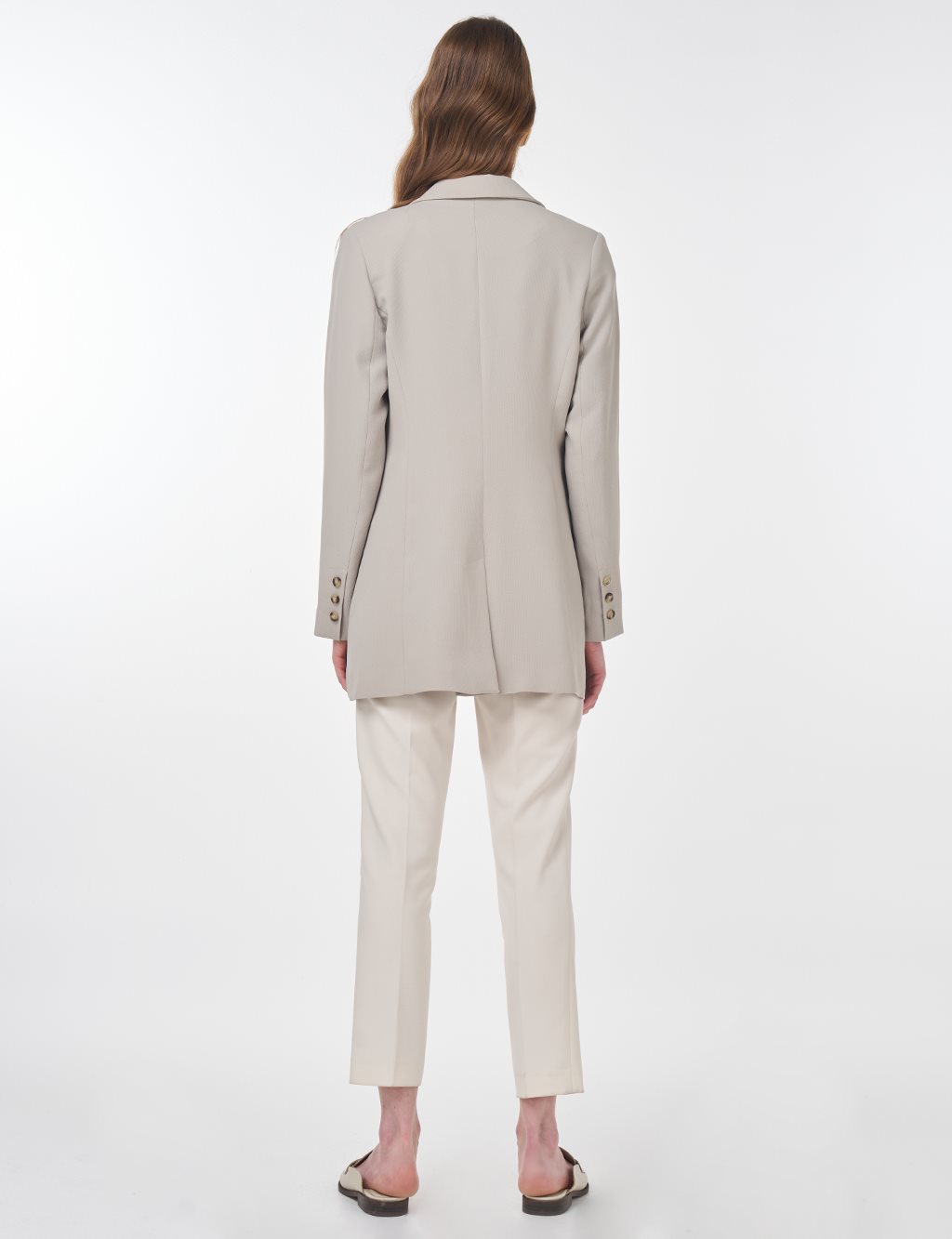 Rever Collar Blazer Jacket Stone 