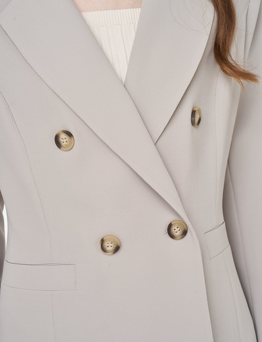Rever Collar Blazer Jacket Stone 