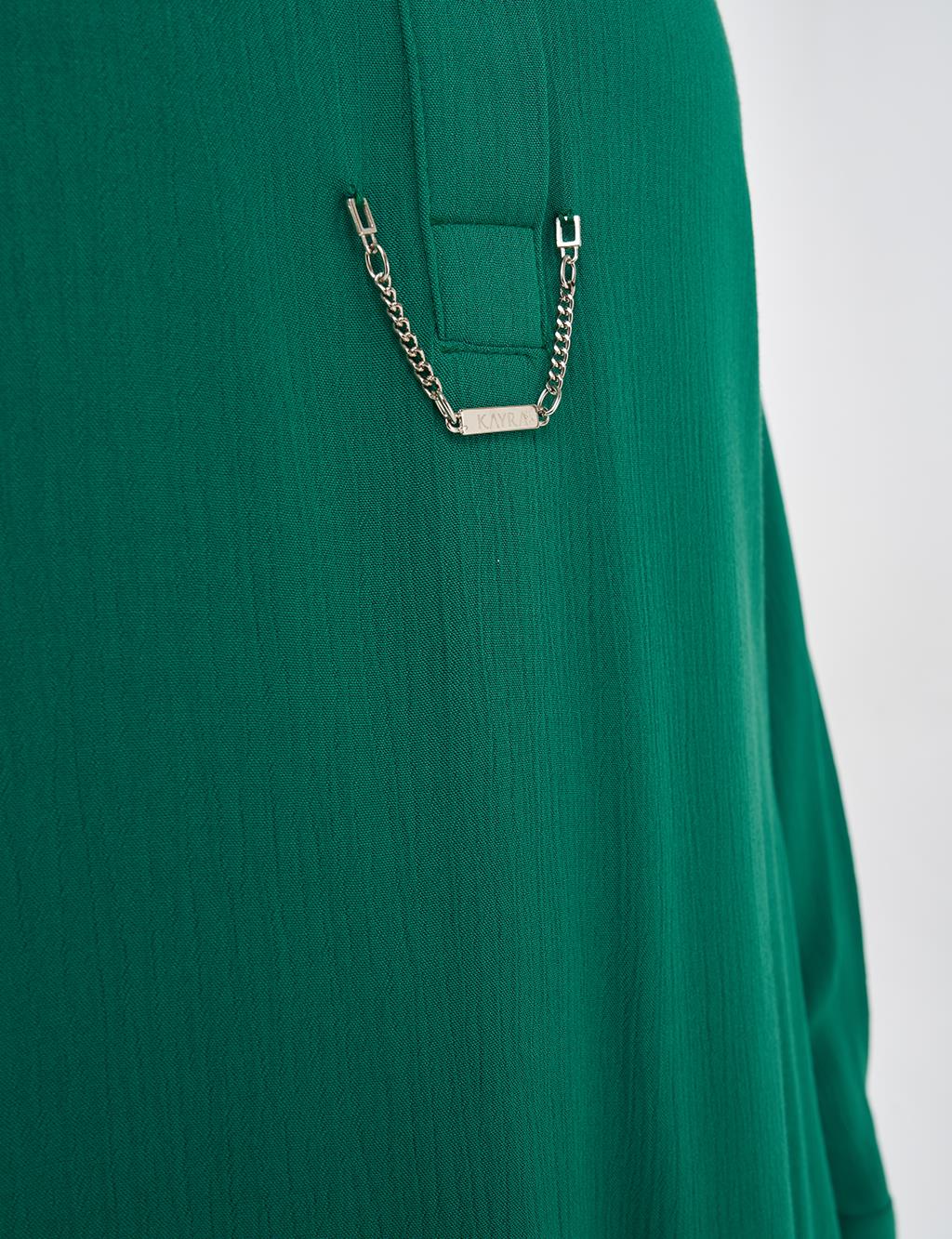 Half Placket Viscose Blouse Green