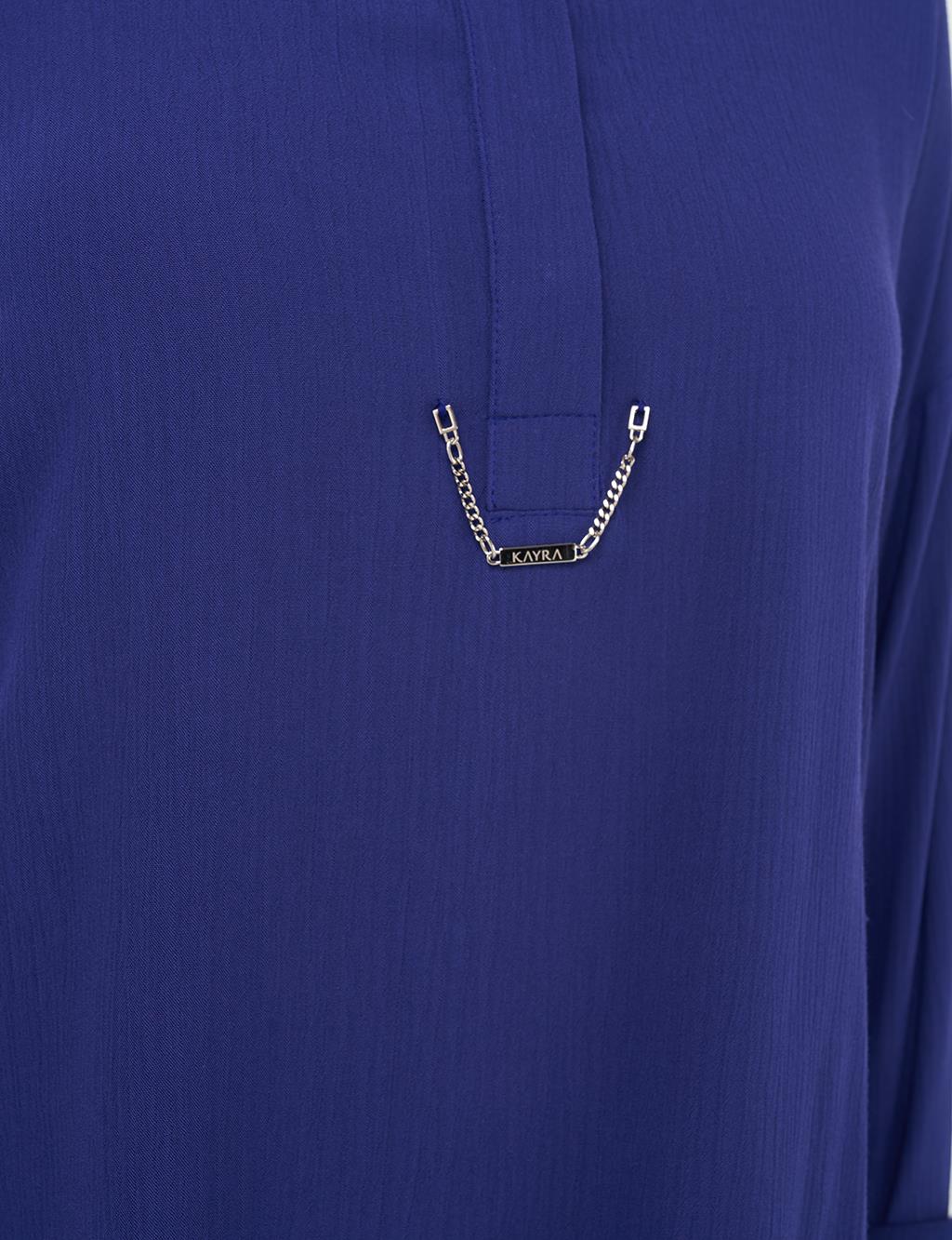 Half Placket Viscose Blouse Indigo