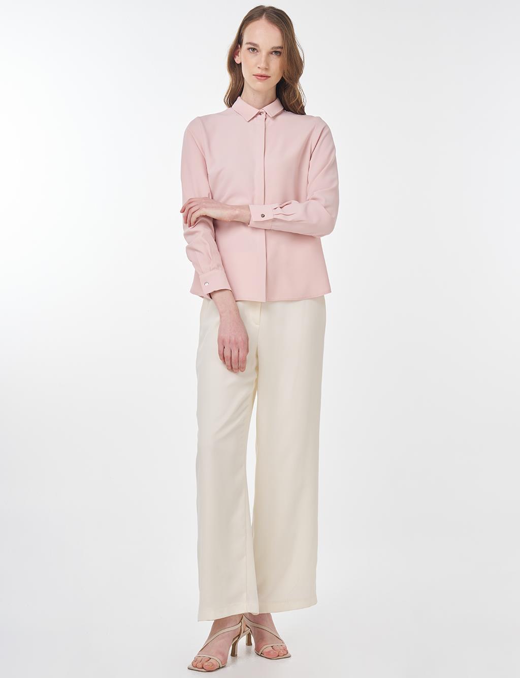 Shirt Collar Blouse Powder Pink