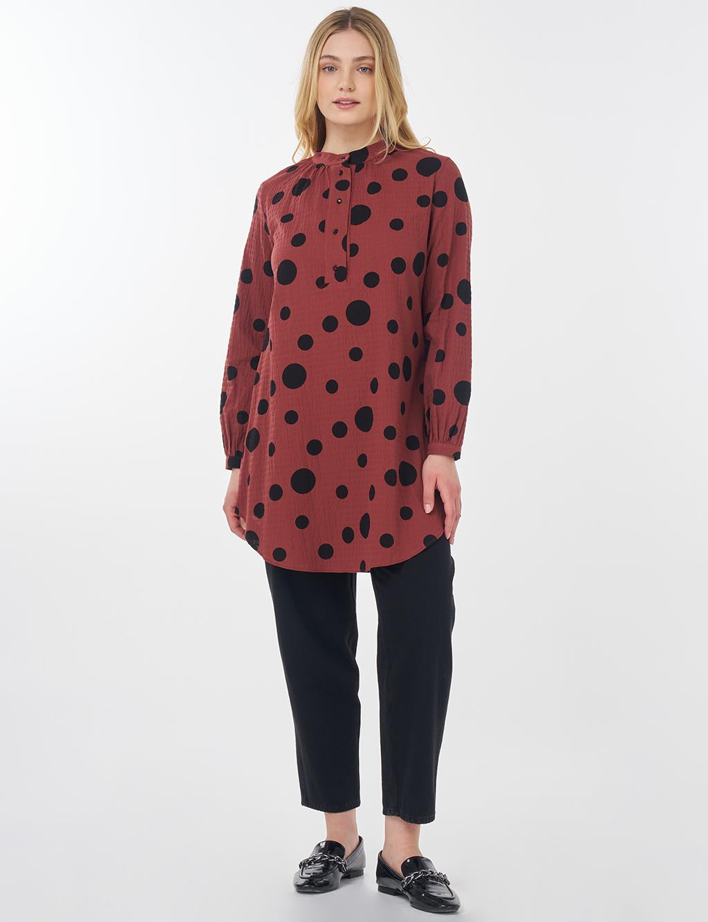 Polka Dot Cotton Tunic Terracotta