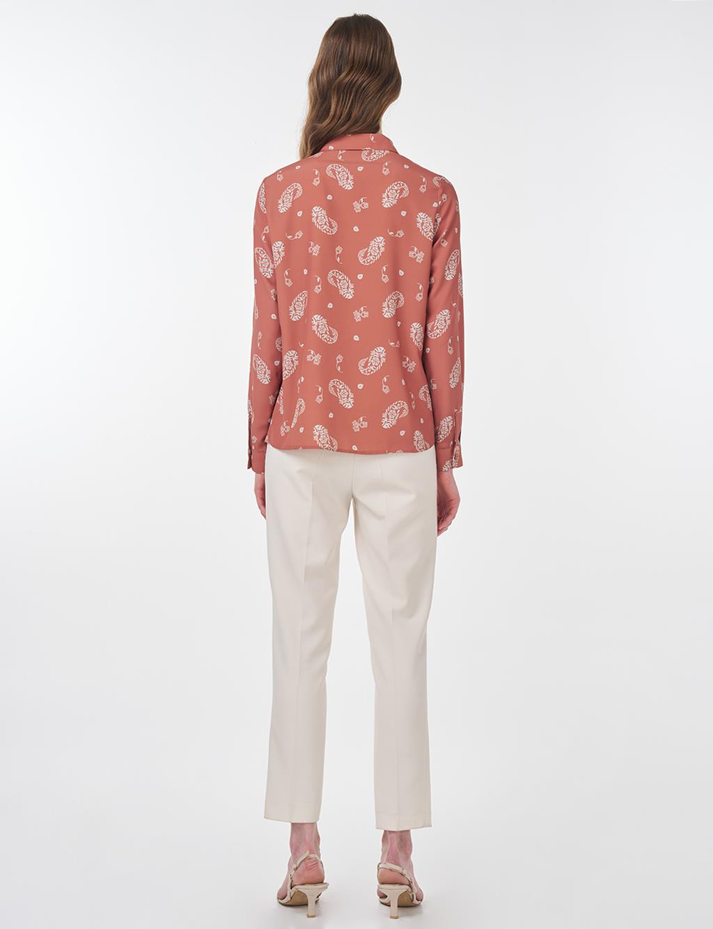 Printed Basic Blouse Brown
