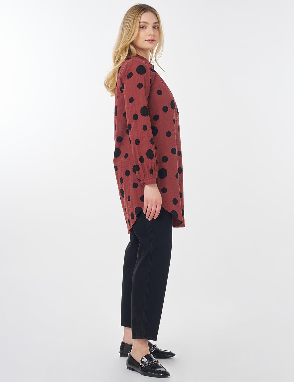 Polka Dot Cotton Tunic Terracotta