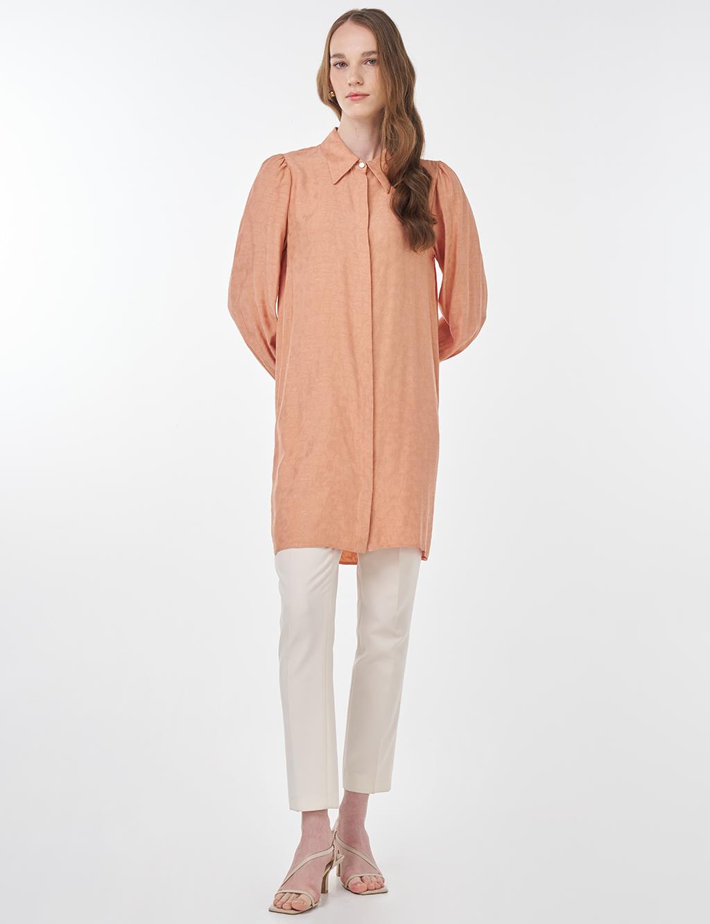 Abstract Pattern Shirt Collar Tunic Cork
