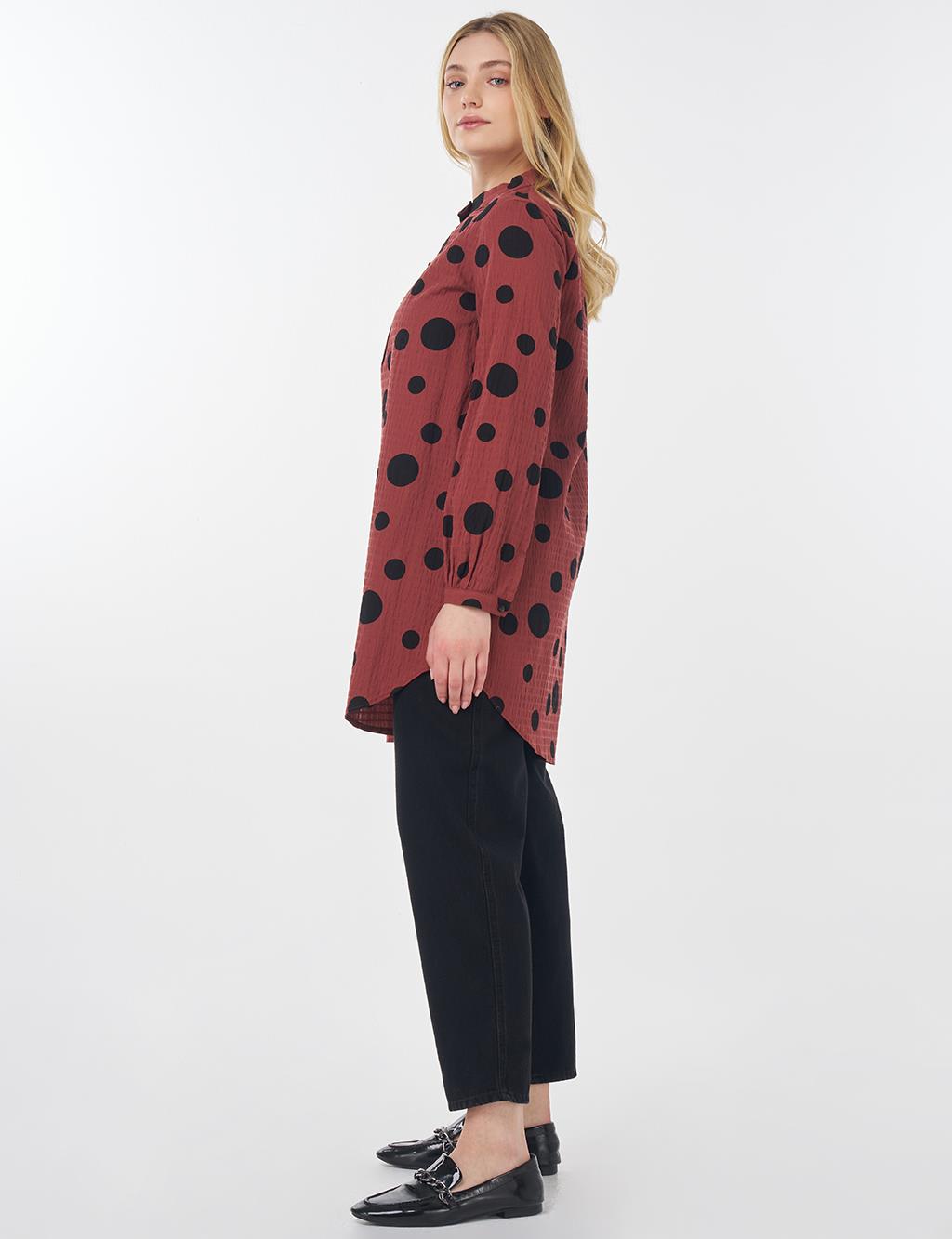 Polka Dot Cotton Tunic Terracotta