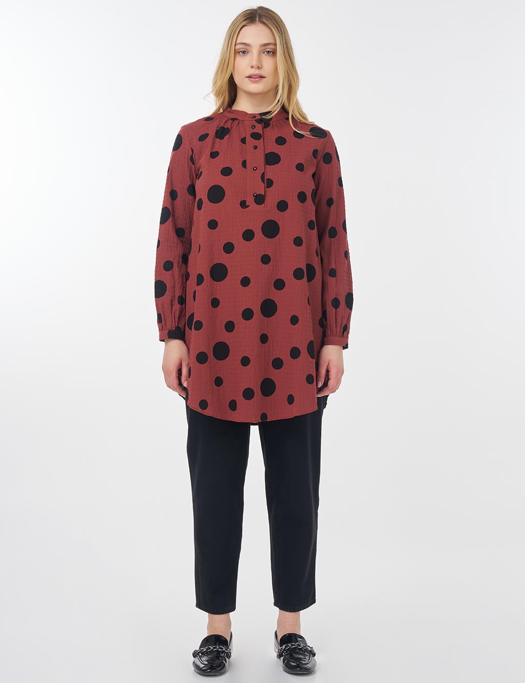 Polka Dot Cotton Tunic Terracotta