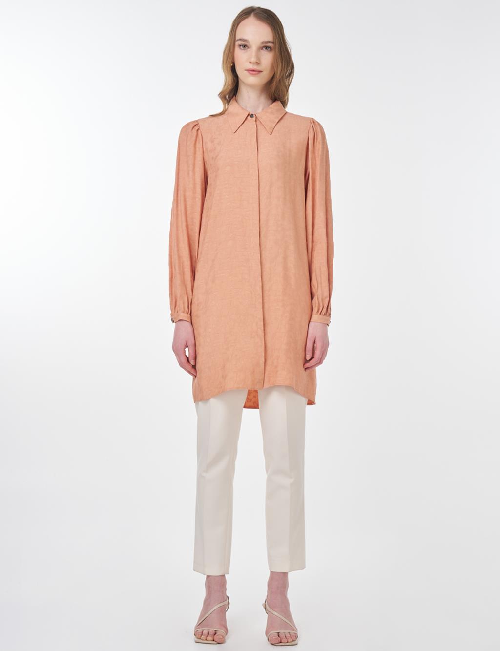 Abstract Pattern Shirt Collar Tunic Cork