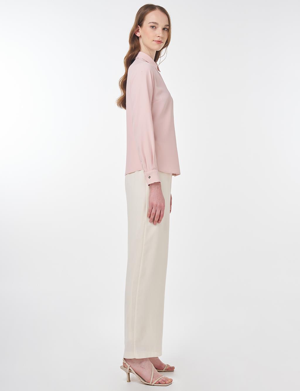 Shirt Collar Blouse Powder Pink