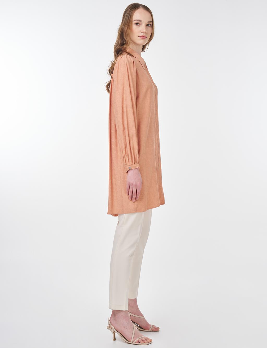 Abstract Pattern Shirt Collar Tunic Cork