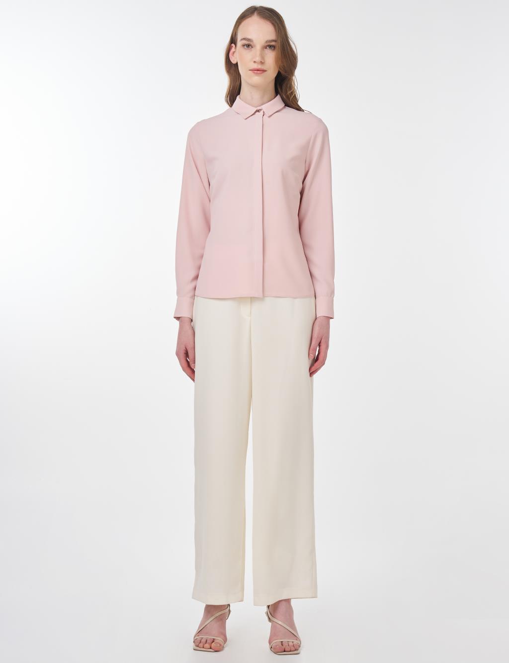 Shirt Collar Blouse Powder Pink