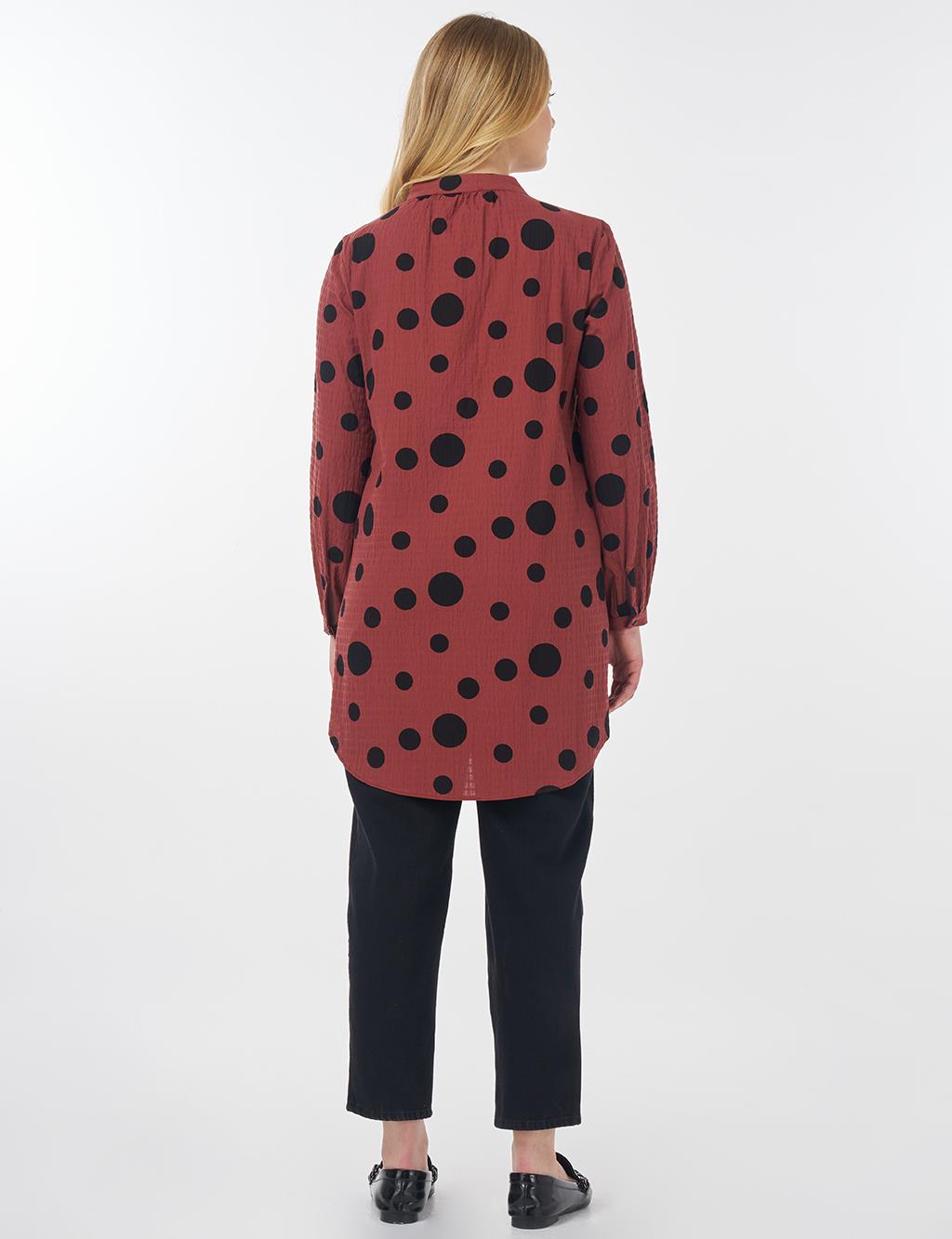 Polka Dot Cotton Tunic Terracotta