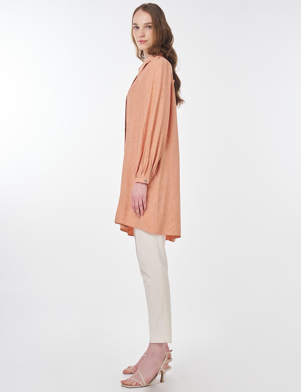 Abstract Pattern Shirt Collar Tunic Cork