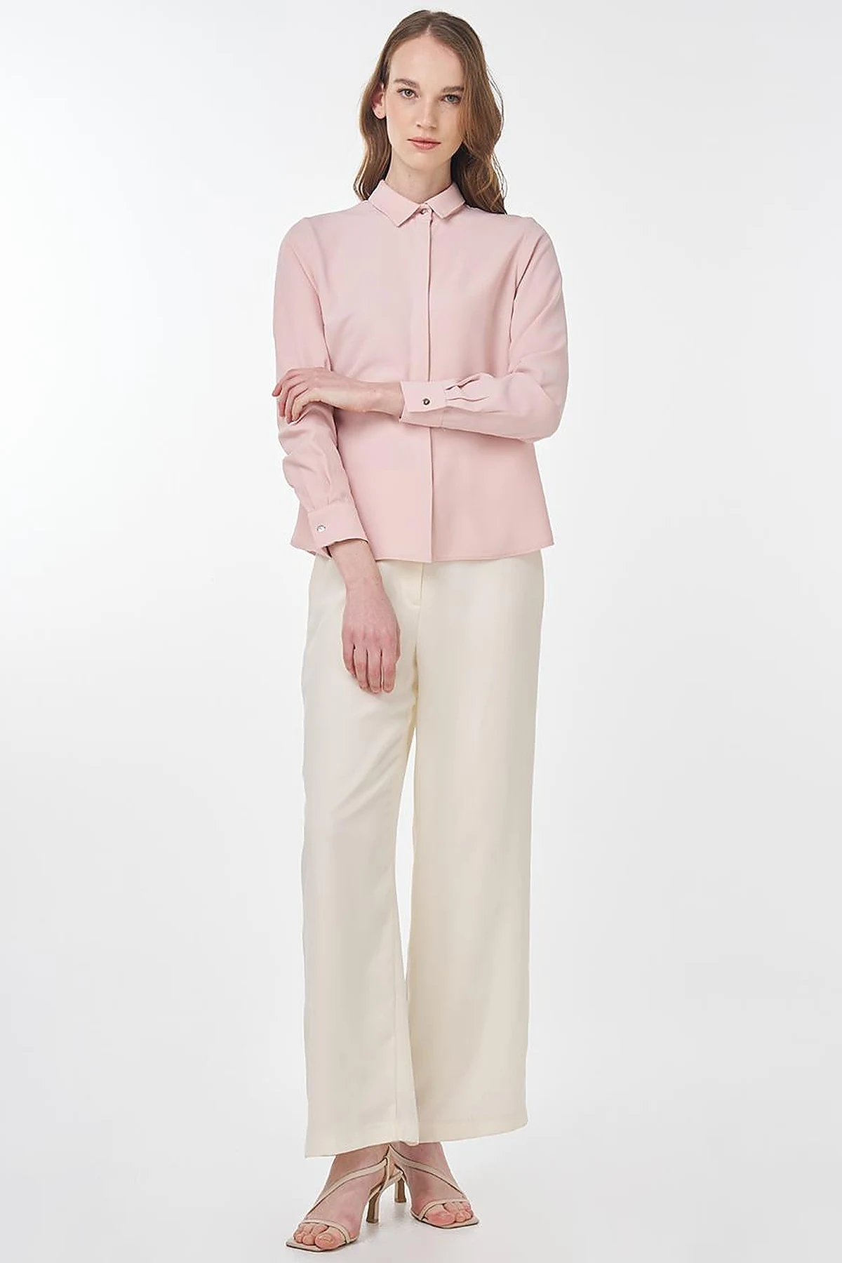 Basic Shirt with Shirt Collar Powder Pink
