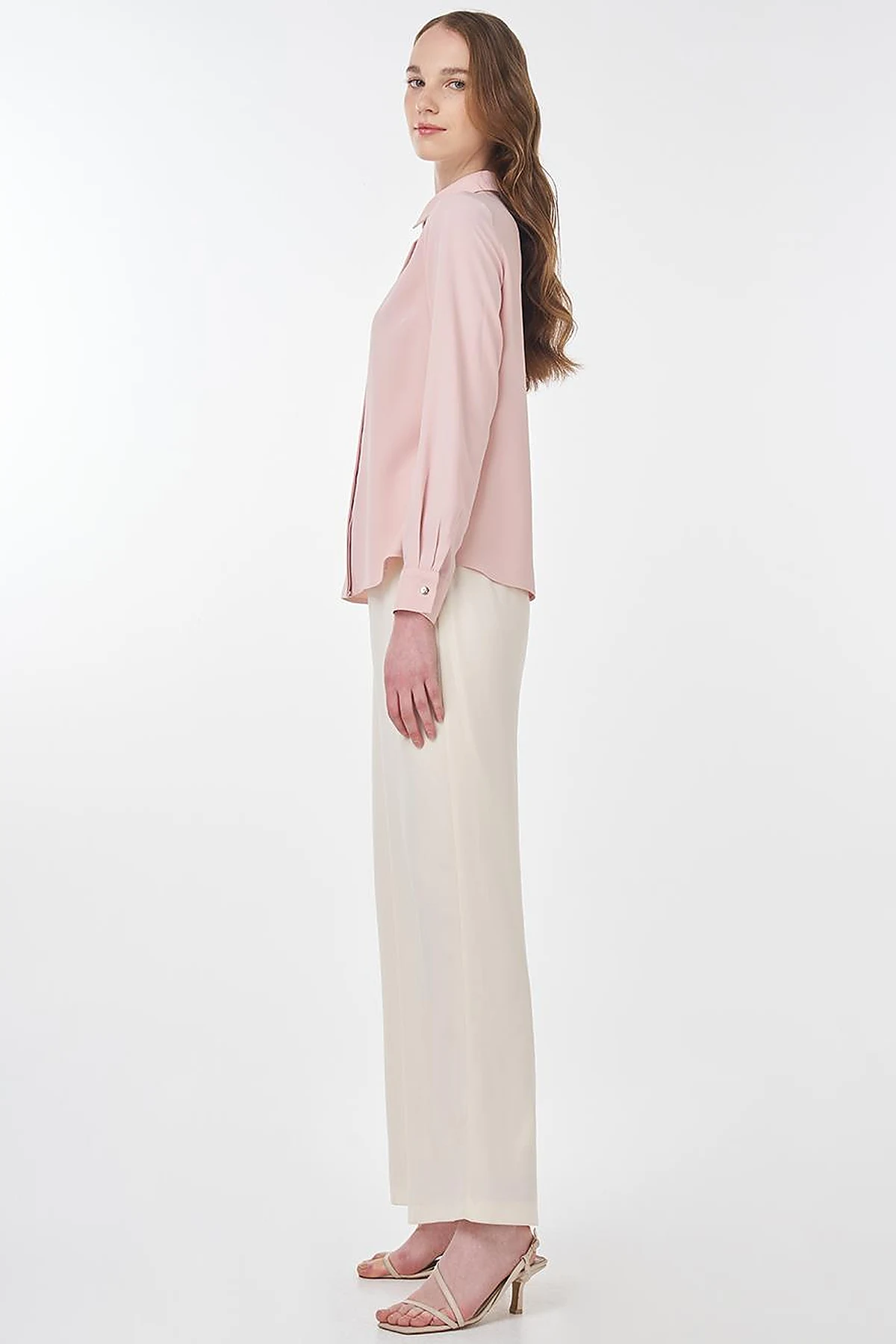 Basic Shirt with Shirt Collar Powder Pink