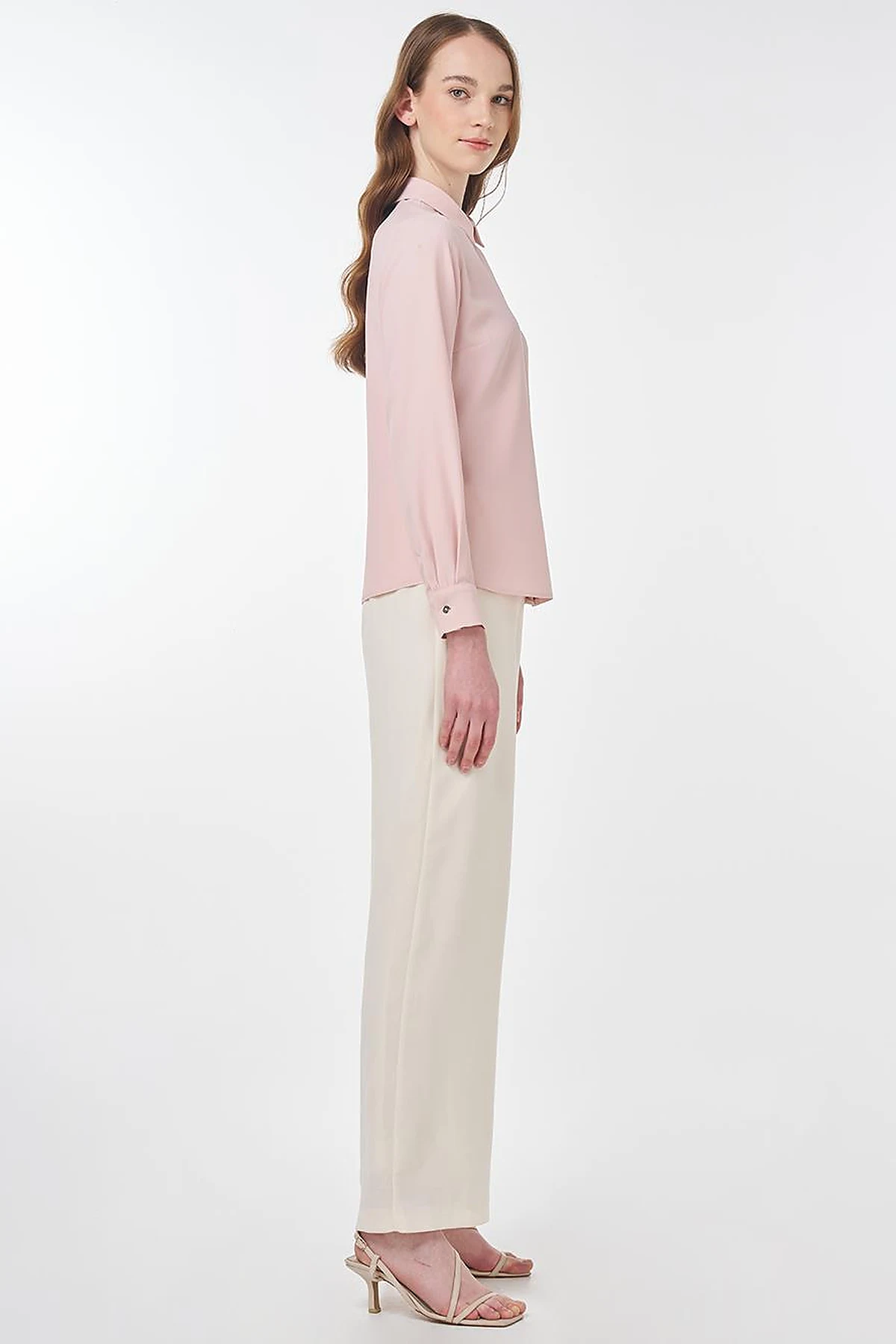 Basic Shirt with Shirt Collar Powder Pink