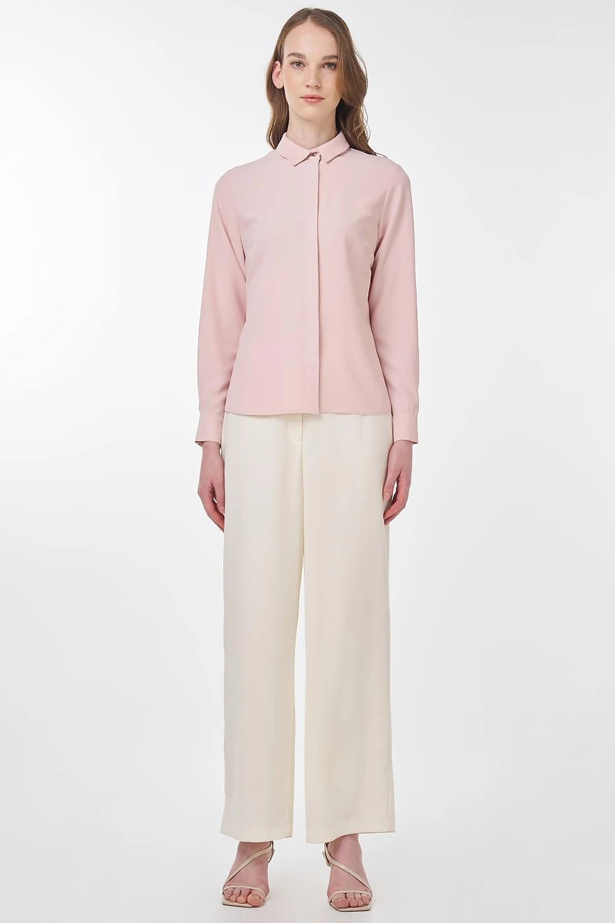 Basic Shirt with Shirt Collar Powder Pink