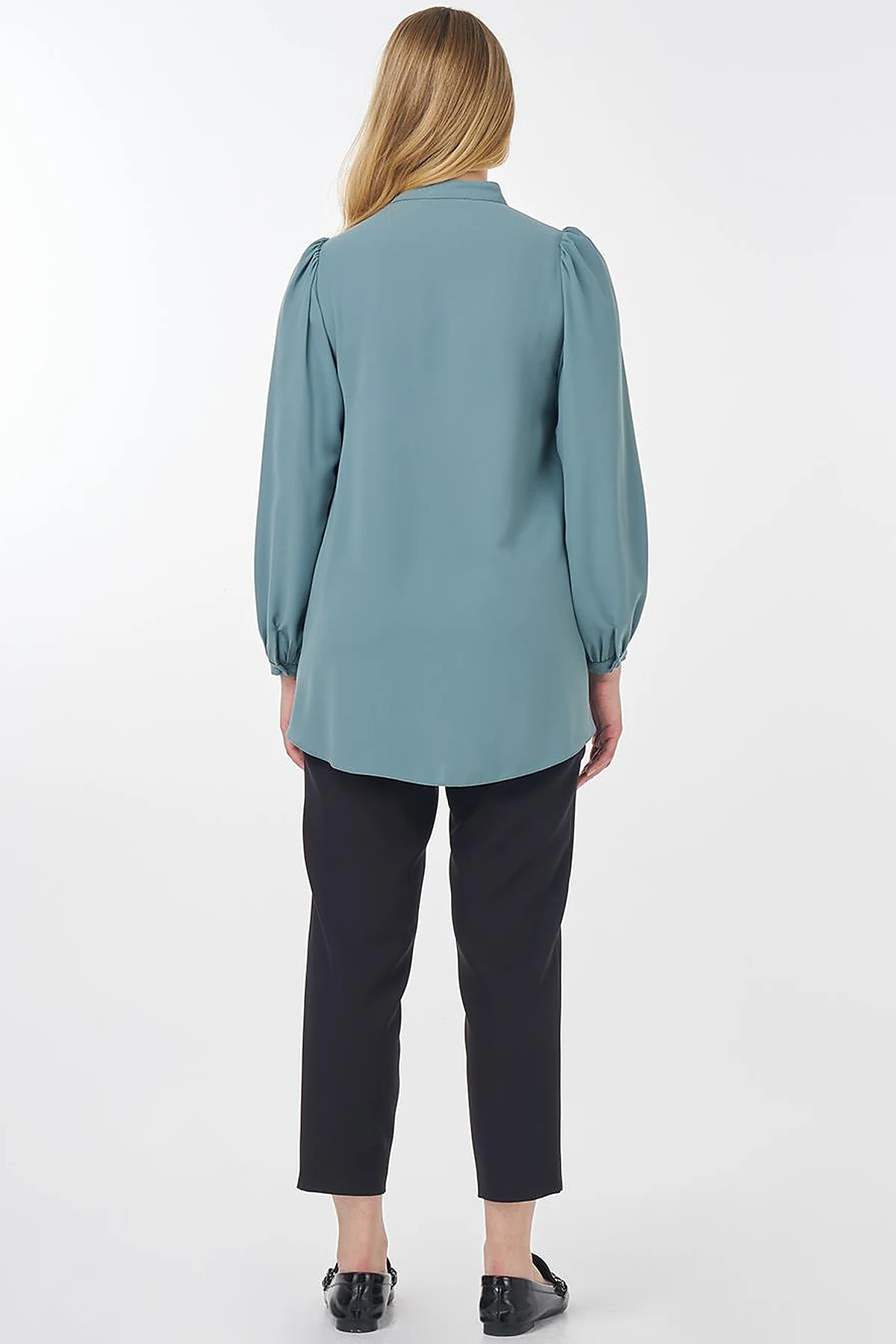 Mandarin Collar Asymmetrical Cut Blouse Mint