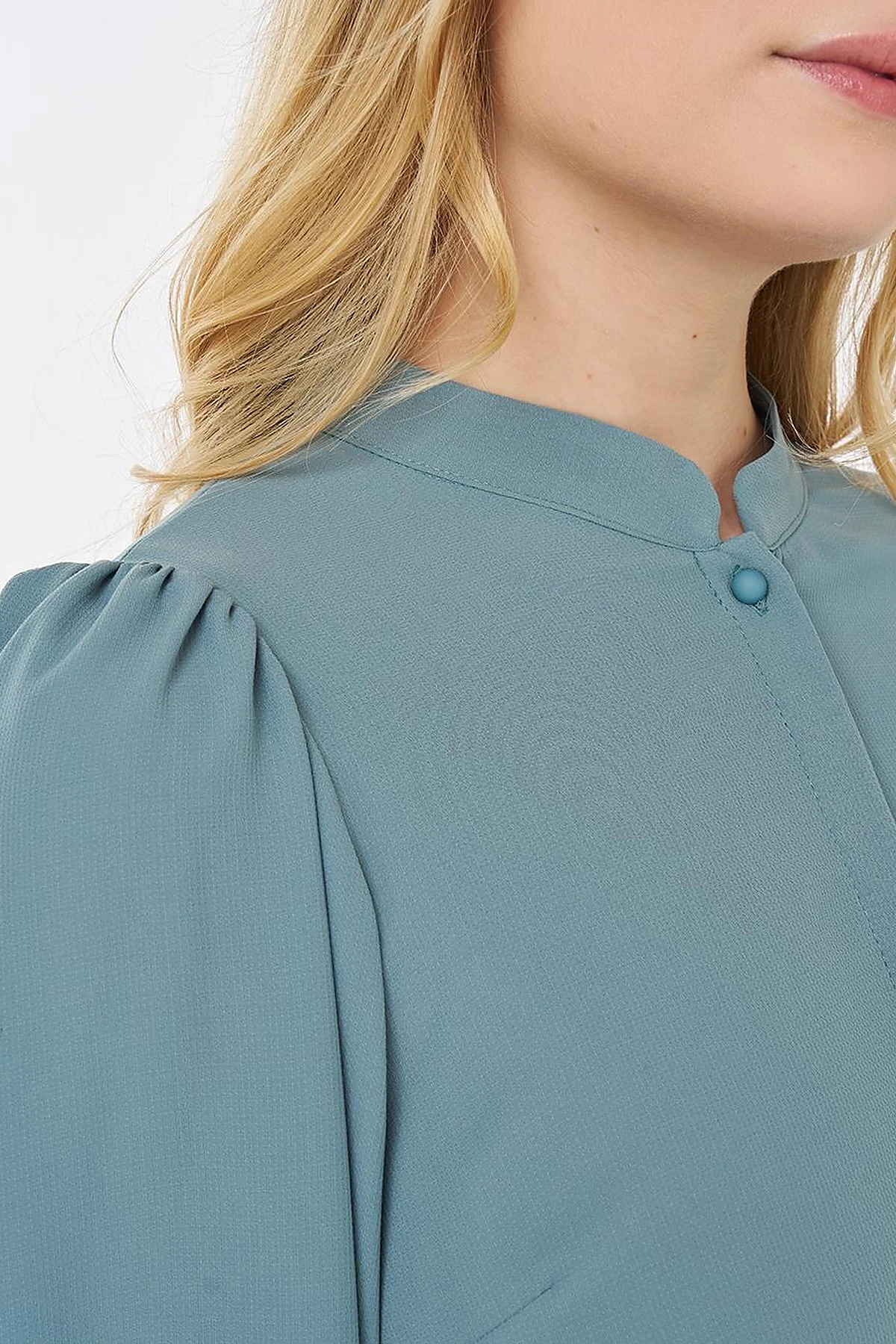 Mandarin Collar Asymmetrical Cut Blouse Mint