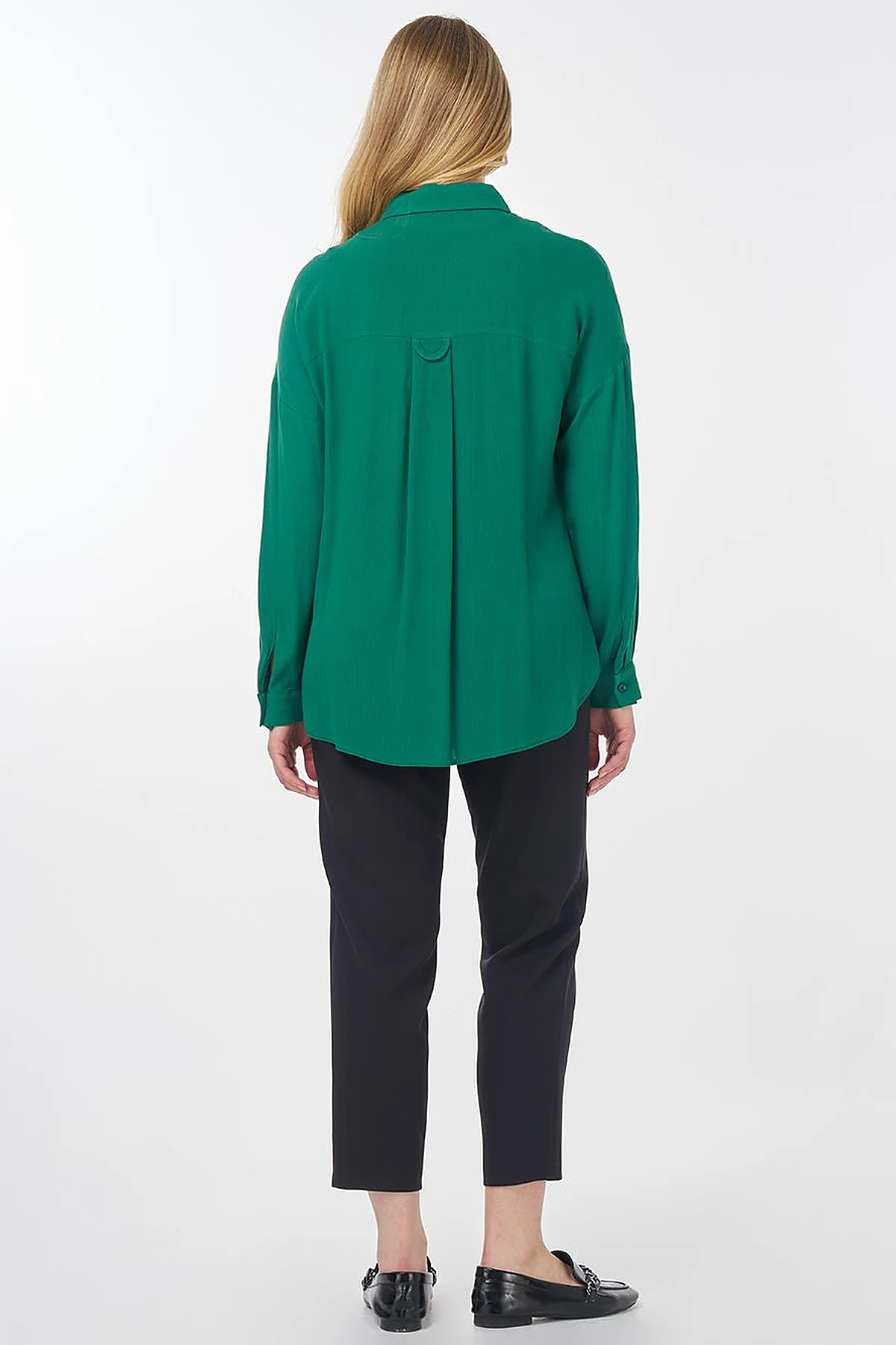 Half Placket Viscose Blouse Green