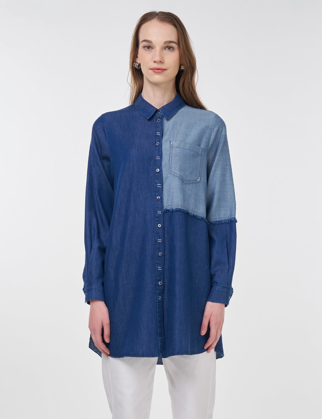 Lyocell Tunic with Sport Stitching Navy 