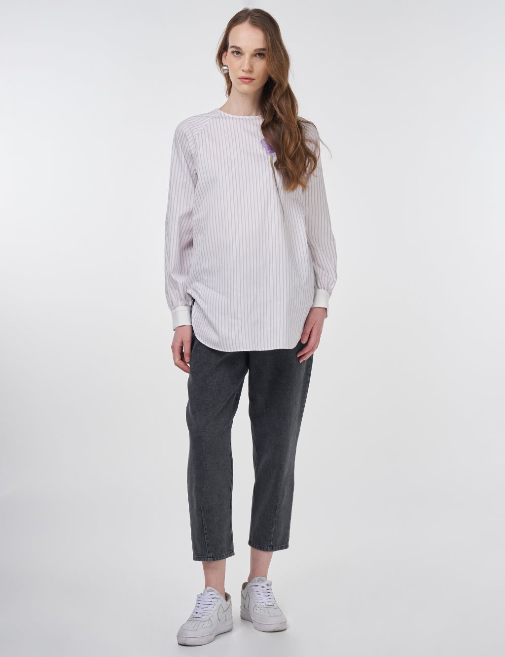 Raglan Sleeve Cotton Blouse Lilac