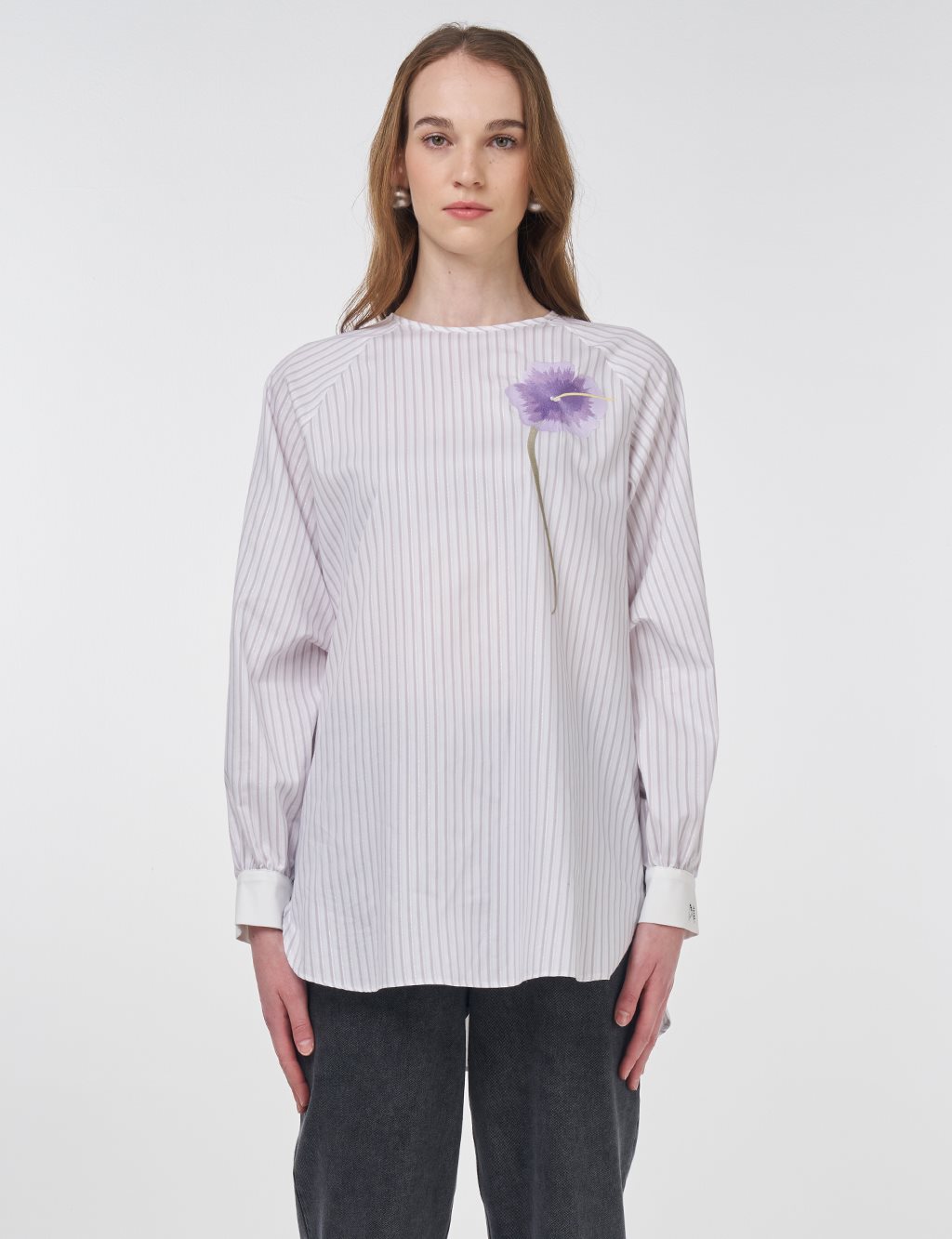 Raglan Sleeve Cotton Blouse Lilac