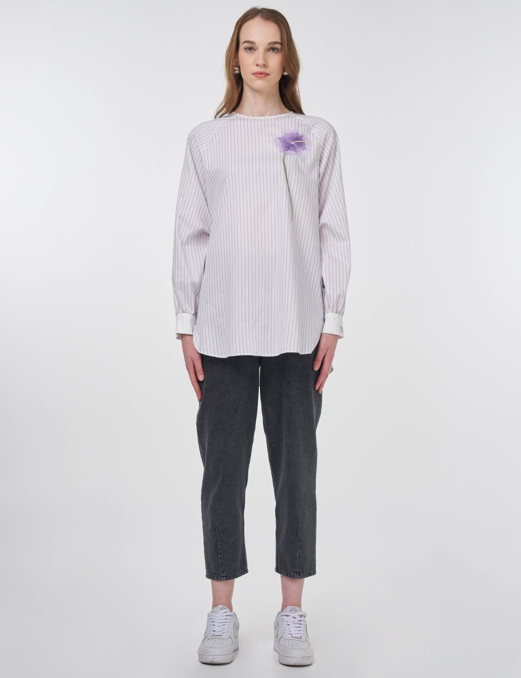 Raglan Sleeve Cotton Blouse Lilac