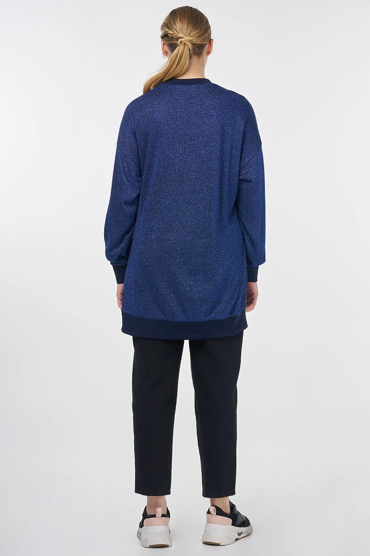 Glitter Crew Neck Sweatshirt Navy 