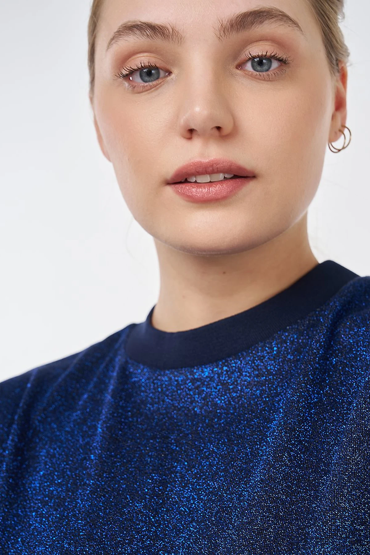 Glitter Crew Neck Sweatshirt Navy 