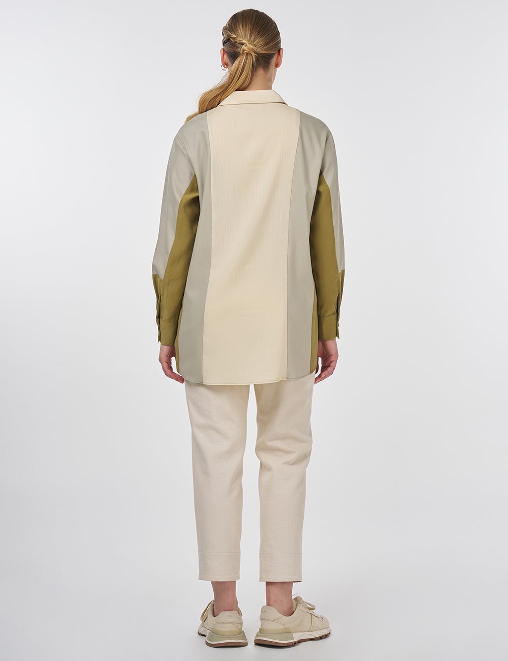 Color Block Zip-Up Tunic Mold Green