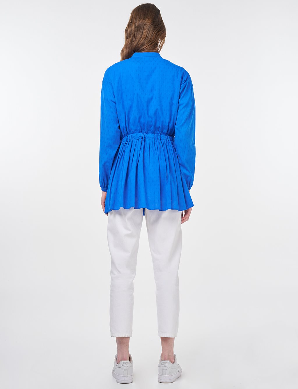 Drawstring Waist Viscose Tunic Royal Blue