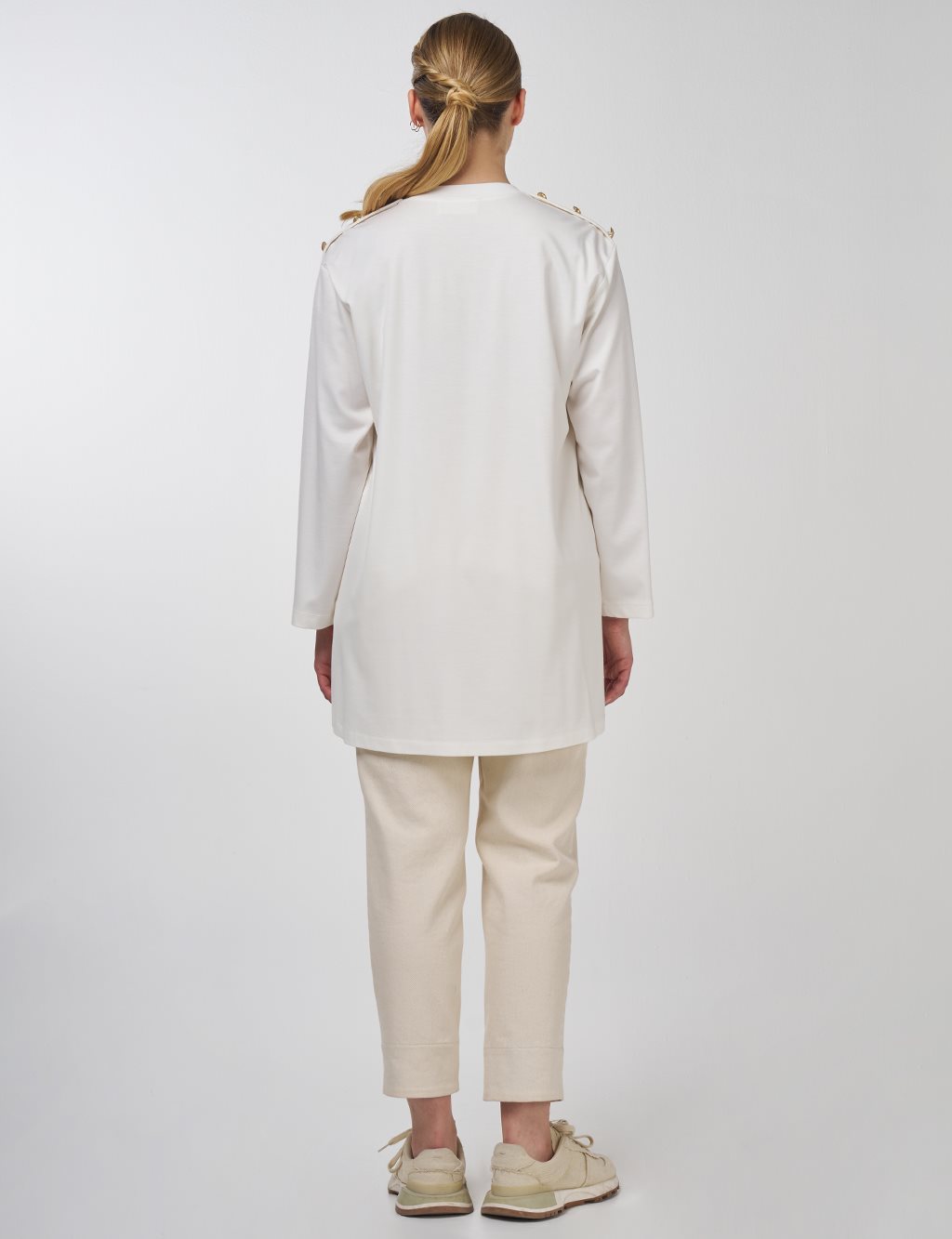 Button-Detail Jersey Tunic Optic White 