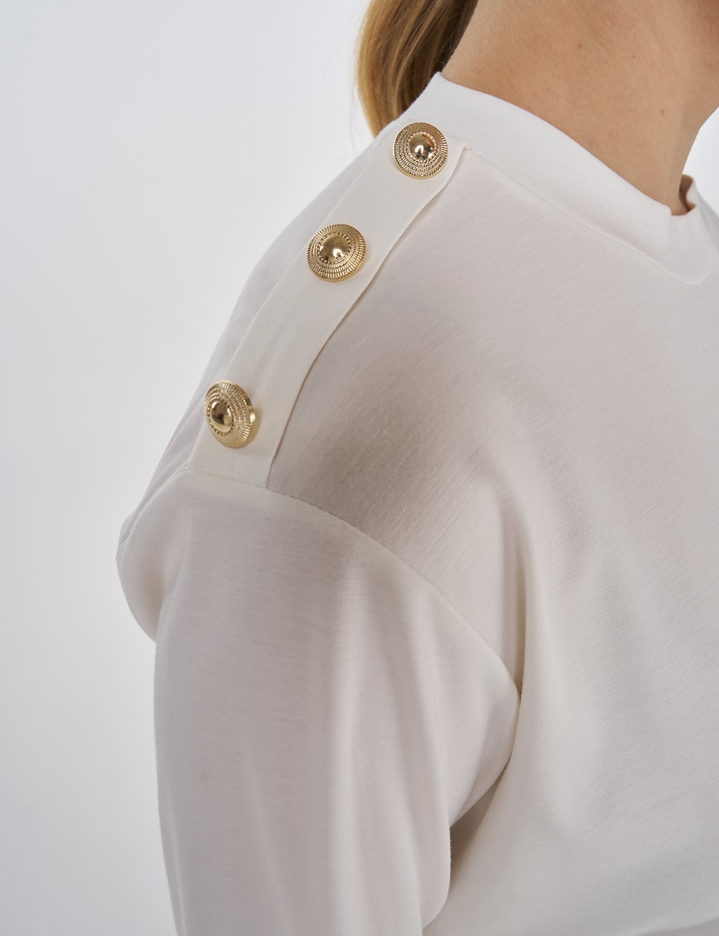 Button-Detail Jersey Tunic Optic White 