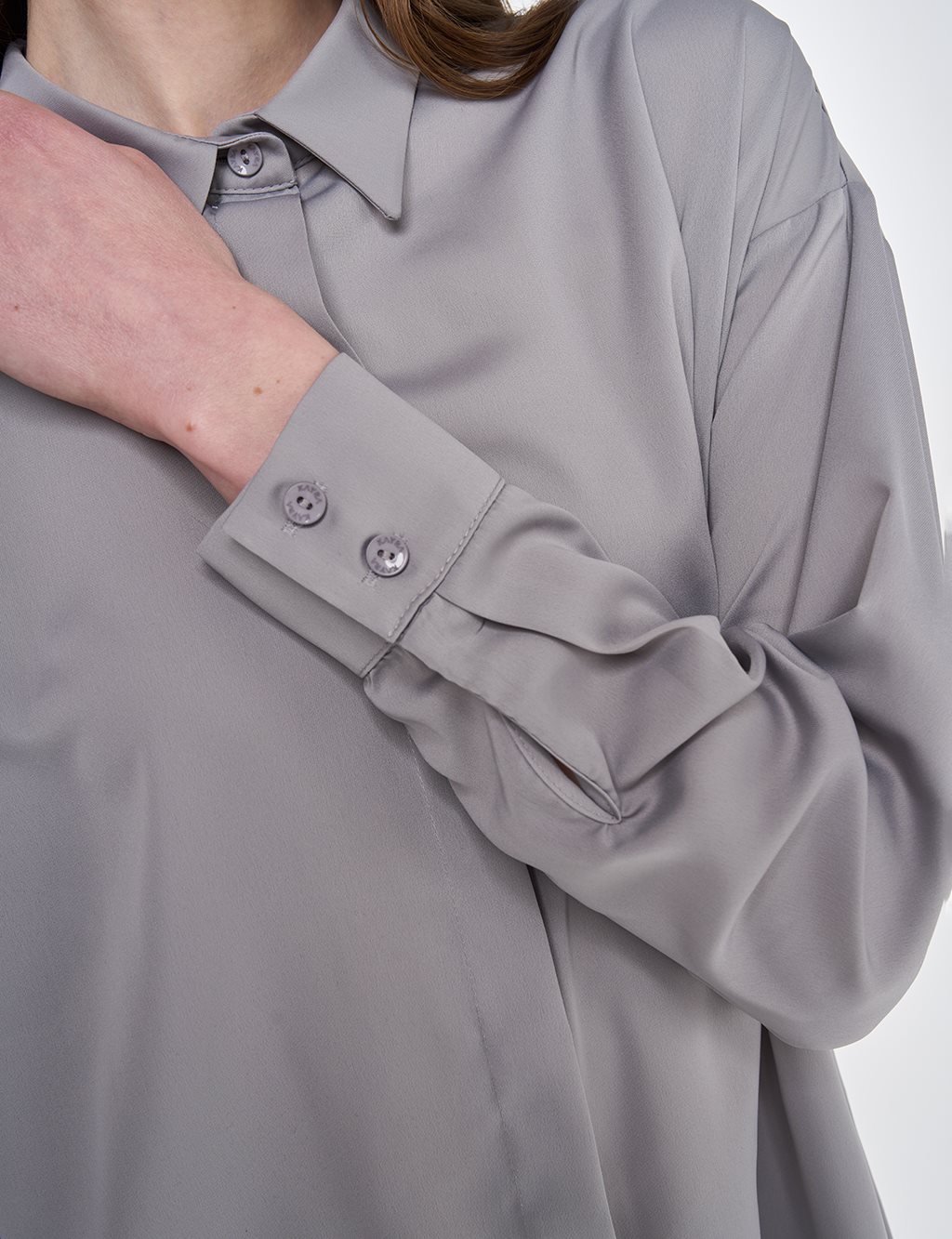 Basic Gömlek Yaka Tunik Gri