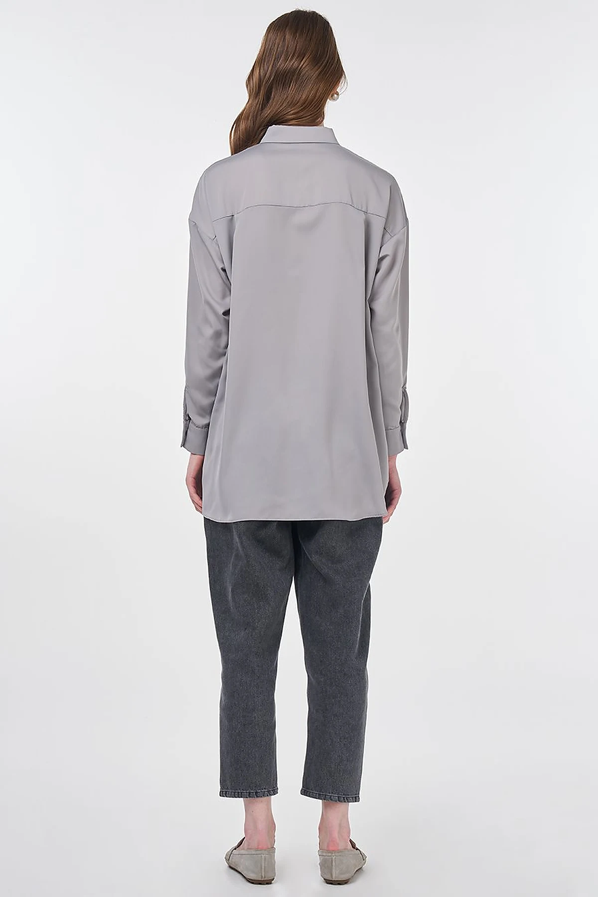 Basic Shirt Collar Tunic Gray 