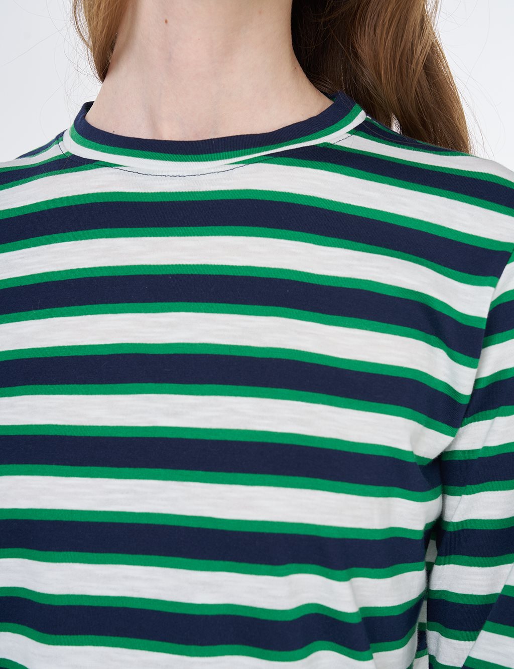 Çizgi Desen Sweatshirt Lacivert-Yeşil