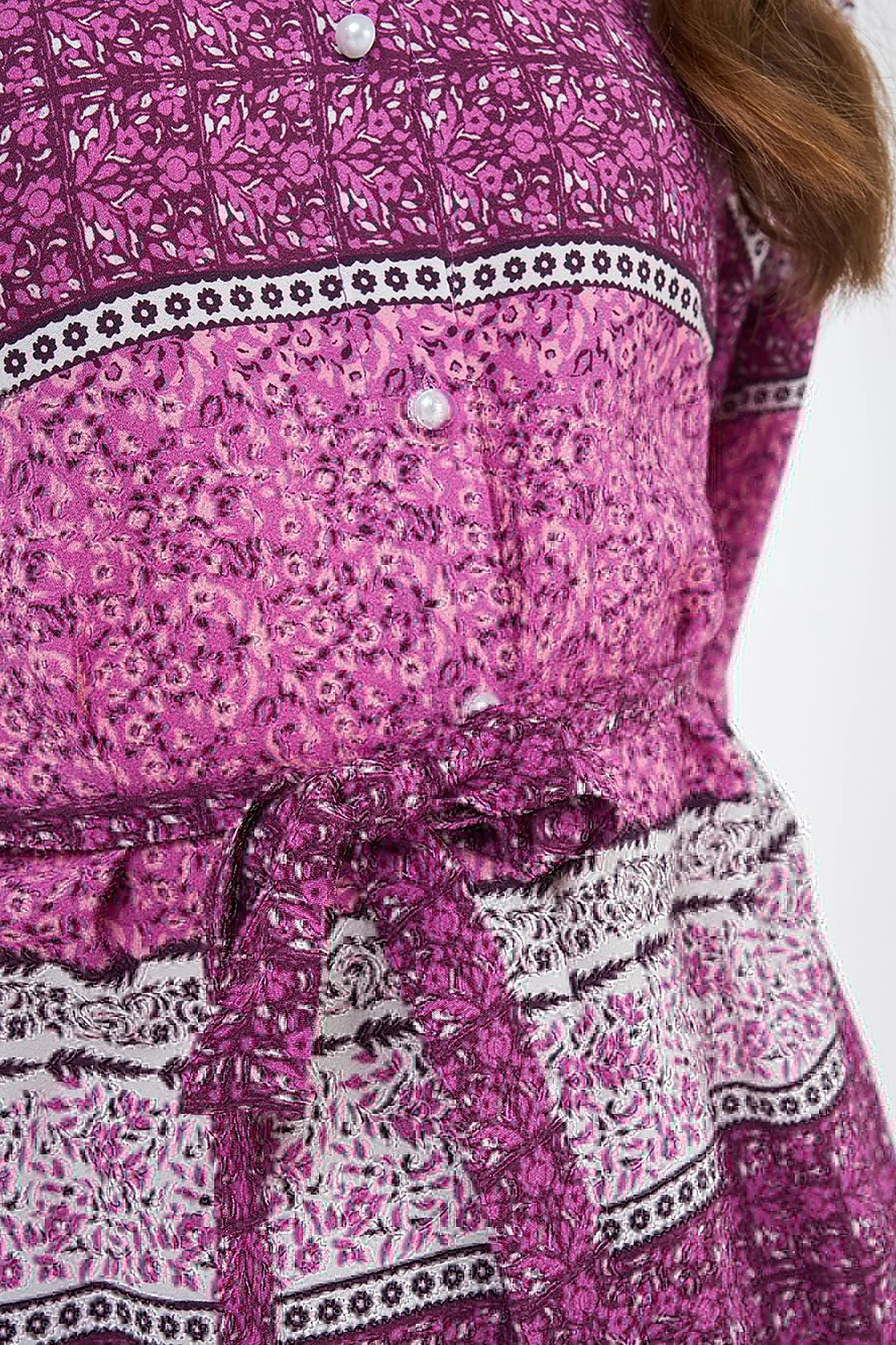 Floral Patterned Belted Viscose Tunic Sugar Pink