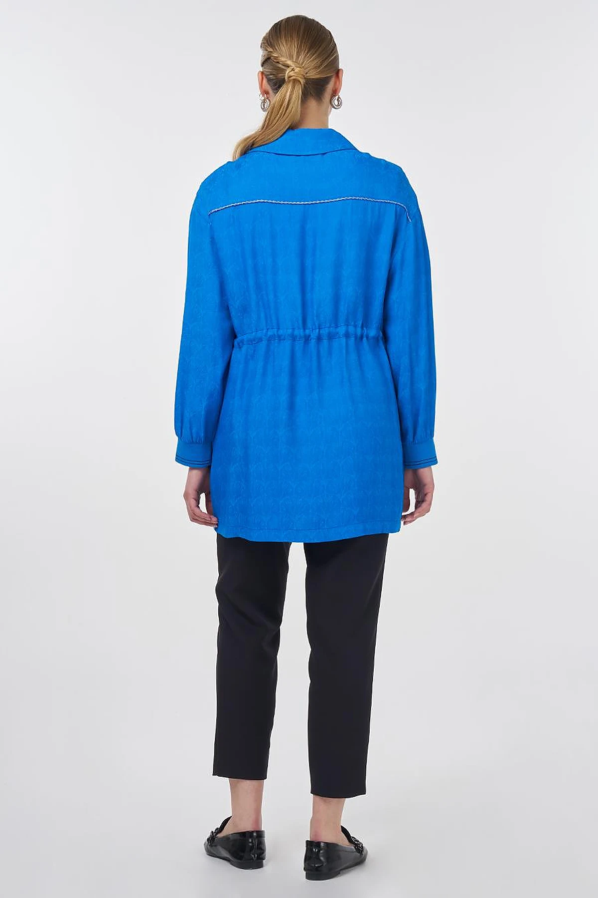 Drawstring Jacquard Jacket Cobalt Blue